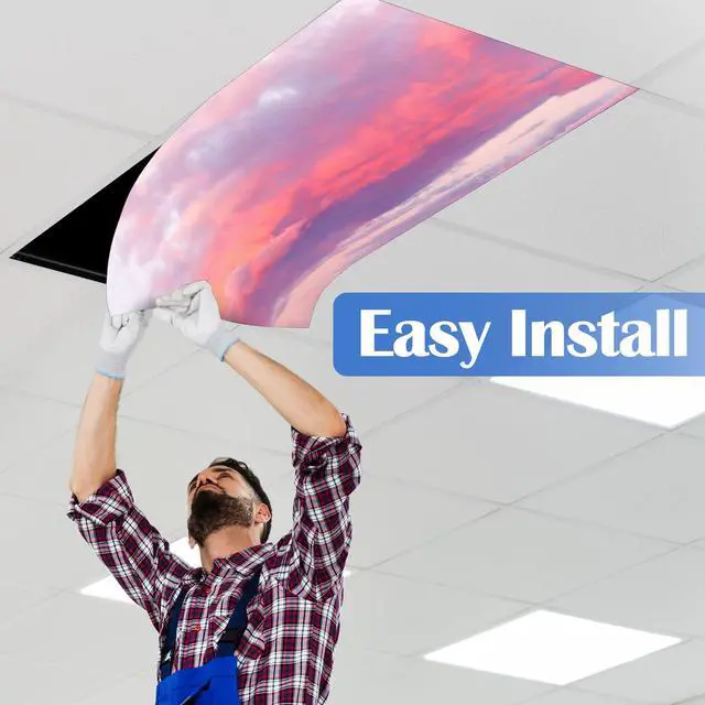 Alt view image 2 of 6 - 6 Pcs Fluorescent Light Covers Ceiling Lights, 48 Magnets,Sunset | Decorative Magnetic Light Filters for Classroom Office Kitchen Decoration