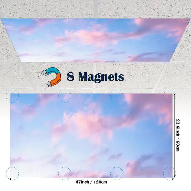 Alt view image 5 of 6 - 6 Pcs Fluorescent Light Covers Ceiling Lights, 48 Magnets,Sunset | Decorative Magnetic Light Filters for Classroom Office Kitchen Decoration
