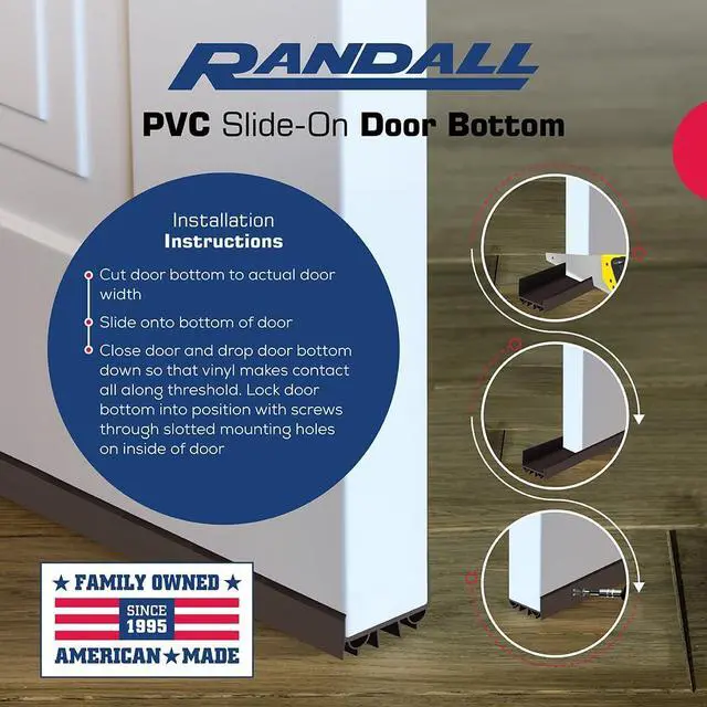 Alt view image 4 of 5 - PVC Slide-On Door Bottom | Adjustable Plastic Weatherstrip Door Bottom with Drip Cap | 3 Feet (36-Inch) | for 1 3/4 Doors | Brown | Fits Gaps 3/8 to 7/8 | Made in The USA