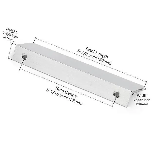 Alt view image 2 of 7 - 10 Pack 5 INCH Cabinet Pulls Brushed Nickel Finger Pulls, Brushed Nickel Edge Pulls for Cabinet Kitchen Cabinet Edge Pulls, 128mm Cabinet Finger Pulls
