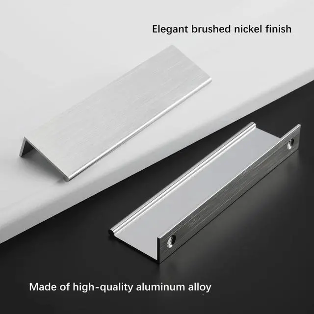 Alt view image 3 of 7 - 10 Pack 5 INCH Cabinet Pulls Brushed Nickel Finger Pulls, Brushed Nickel Edge Pulls for Cabinet Kitchen Cabinet Edge Pulls, 128mm Cabinet Finger Pulls