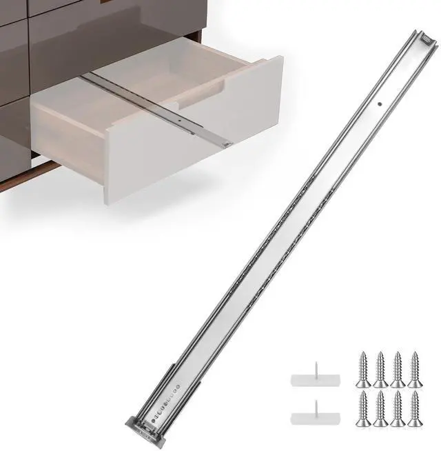 Main image of 14 Inch Heavy Duty Center Mount Drawer Slides Track (5 Pcs) | 50lb Capacity Bottom Glides; 3/4 Extension Cold Rolled Steel; Smooth Sliding; Easy Furniture Replacement; Quiet Motion