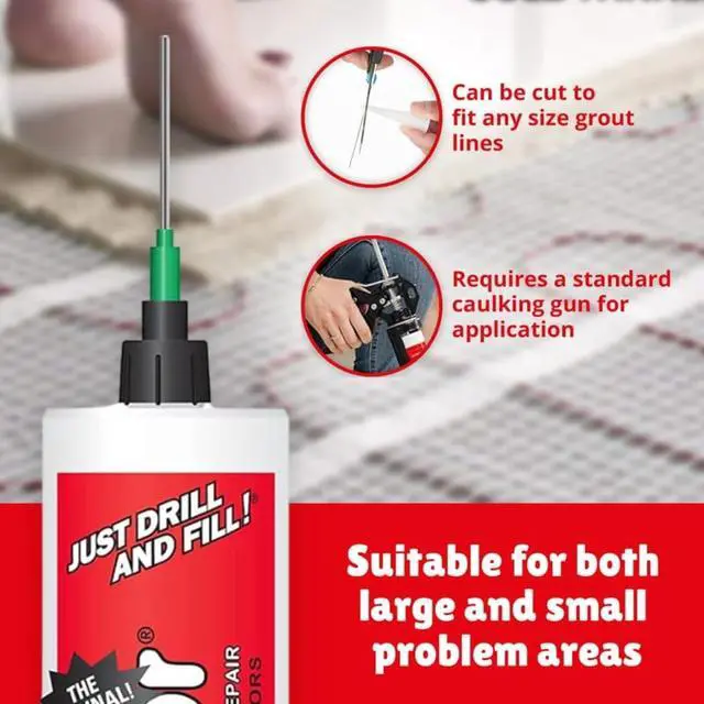Alt view image 4 of 7 - The Original Loose Tile Repair Adhesive PRO Pack! Includes a Micro Syringe Injector and Two Drill Bits -Tile, Porcelain, Ceramic, Marble, Stone, Wood Floor. Pack of 2