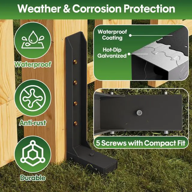 Alt view image 4 of 7 - Fence Post Repair Kit 2 Pack, 8mm Double-Layer Post Anchor for Wood Posts | Heavy Duty & Anti-rust Post Anchor, Quick Fix Leaning/Broken 4x4/6x6 Wood Posts Support