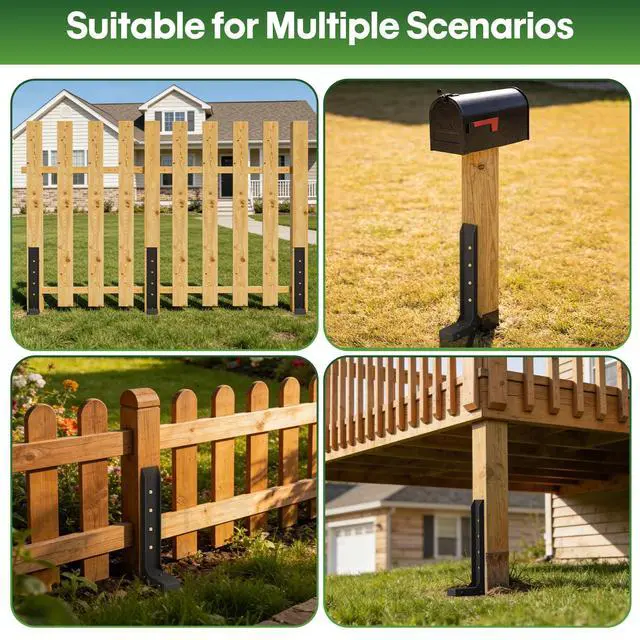 Alt view image 7 of 7 - Fence Post Repair Kit 2 Pack, 8mm Double-Layer Post Anchor for Wood Posts | Heavy Duty & Anti-rust Post Anchor, Quick Fix Leaning/Broken 4x4/6x6 Wood Posts Support
