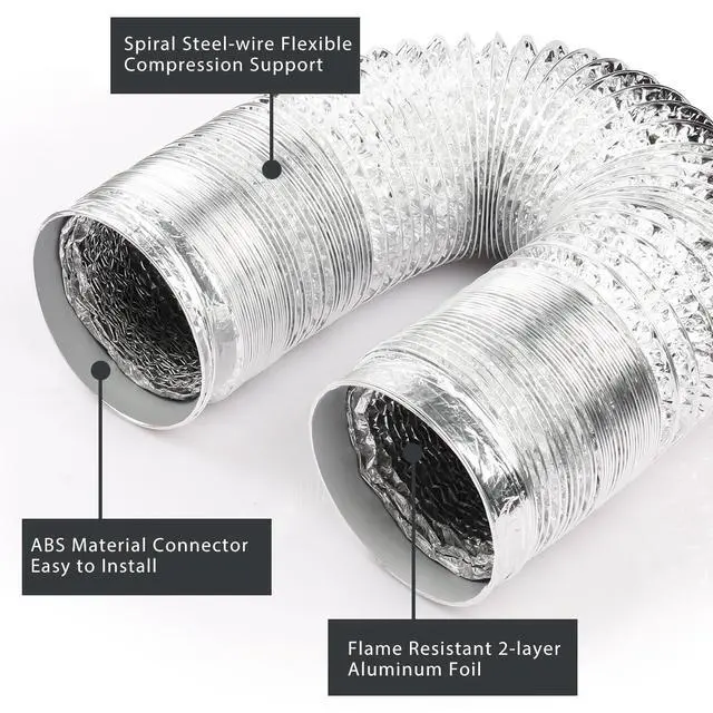 Alt view image 2 of 7 - 4-Inch Dryer Vent Hose 26FT, Flexible Aluminum Duct with 2 Clamps, Heavy-Duty Four Layer Protection for HVAC Ventilation and Exhaust