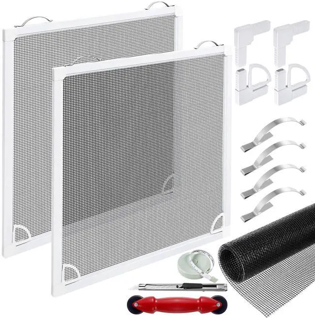 Main image of 2 Packs Window Screen Frame Kit 48inX48in Fiberglass Window Screen Replacement Kit Includes Full Set of Tools Suitable for WindowsFramed Mesh Replacement Window Screens, Home, Patio