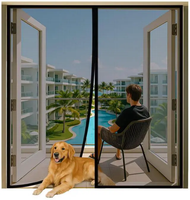 Main image of Magnetic Screen Door for 72"x80" French Door, Durable Fiberglass Double Door Screen Mesh Curtain Fits Door Opening up to 70" x79 Keep Bugs Out
