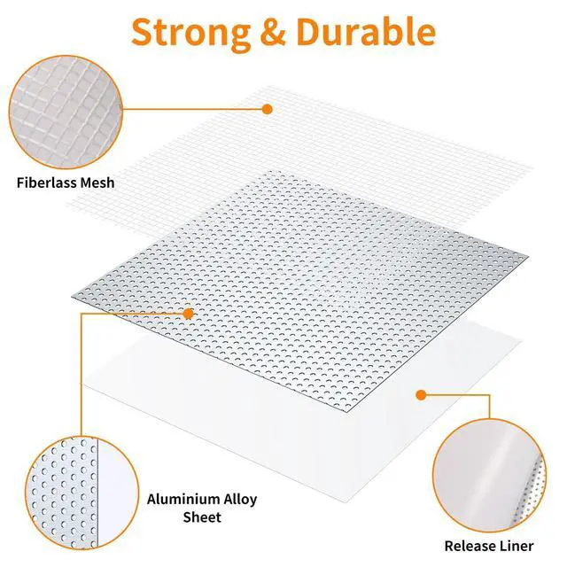 Alt view image 5 of 7 - Wall Repair Patch Kit, 15 Pieces Aluminum Self-Adhesive Mesh Repair Patches for Drywall, Multiple Large Small Sizes 2/4/6/8 Inch Drywall Hole Repair Kit, Permanently Repairs Damaged Walls and Ceilings