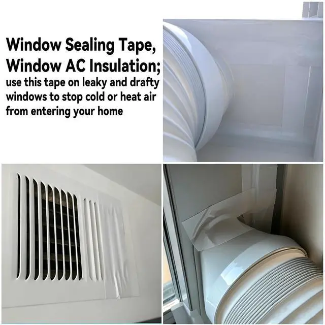 Alt view image 6 of 7 - Window Sealing Tape, Window AC Insulation Tape, White 3 Inch x 65 FT | Waterproof Blocker for Cold Heat Air, Windproof, No Residue Strong adheisve