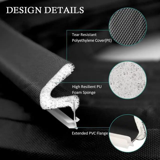 Alt view image 2 of 7 - Kerf Weather Stripping for Door Seal Strip, 60 Ft, Black | Q Foam Door Weatherstrip Seal, Front Door Seal Strip for Door Frame with Slot Card, Slot Installation, Easy Cut to Size