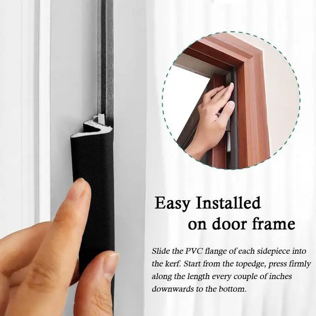 Alt view image 5 of 7 - Kerf Weather Stripping for Door Seal Strip, 60 Ft, Black | Q Foam Door Weatherstrip Seal, Front Door Seal Strip for Door Frame with Slot Card, Slot Installation, Easy Cut to Size