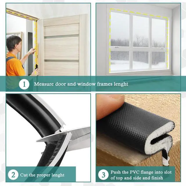 Alt view image 7 of 7 - Kerf Weather Stripping for Door Seal Strip, 60 Ft, Black | Q Foam Door Weatherstrip Seal, Front Door Seal Strip for Door Frame with Slot Card, Slot Installation, Easy Cut to Size