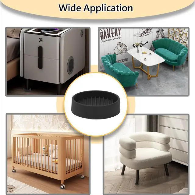 Alt view image 6 of 7 - Rubber Furniture Caster Cups, Non-Slip Round Furniture Pads, 1.5" | Inner & Outer Anti-Slip Texture Helps Keep Beds and Couches from Sliding While Protecting Hardwood, Tile & Other Floors