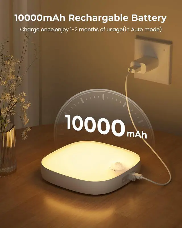 Alt view image 4 of 7 - Shower Lights IP65 Waterproof, Motion Sensor Ceiling Light, Rechargeable Closet Light with 10000mAh Battery, LED Shower Lamp for Bathroom, Cordless Ceiling Lamp with RGB Colors, Remote Control