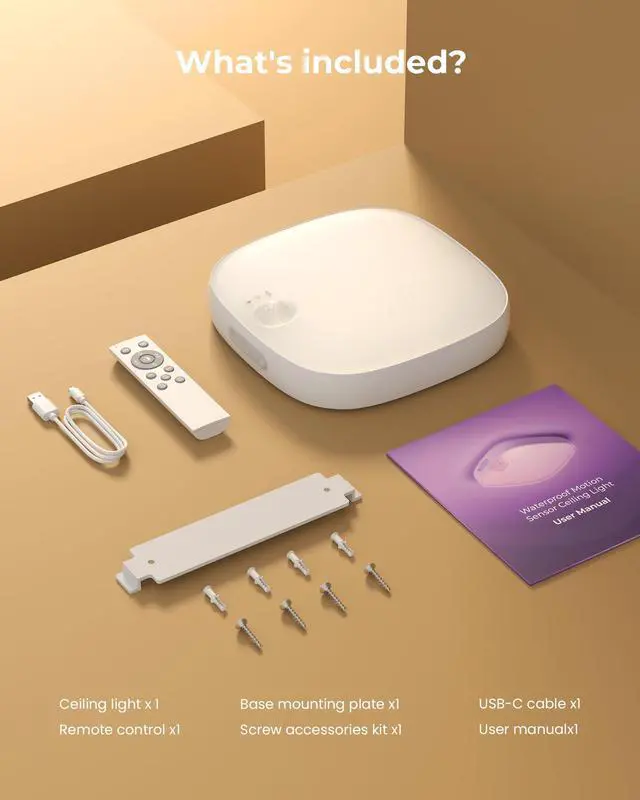 Alt view image 6 of 7 - Shower Lights IP65 Waterproof, Motion Sensor Ceiling Light, Rechargeable Closet Light with 10000mAh Battery, LED Shower Lamp for Bathroom, Cordless Ceiling Lamp with RGB Colors, Remote Control