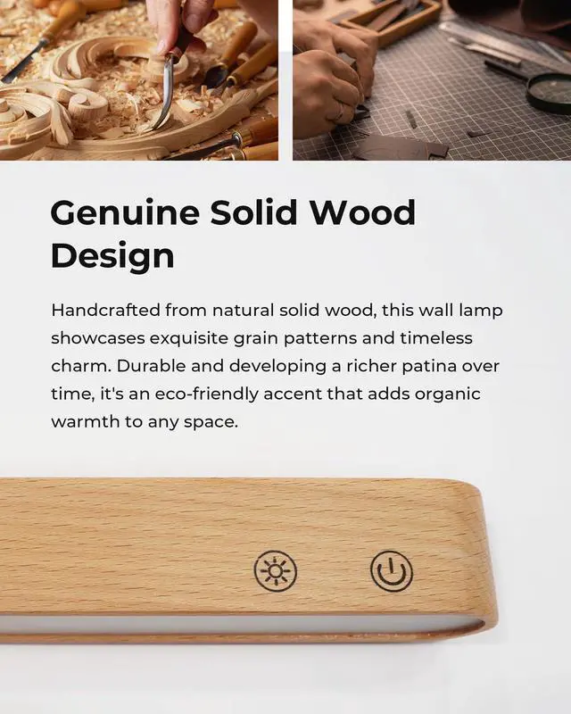 Alt view image 4 of 7 - Rechargeable LED Wall Sconces Set of Two,Wall Lights for Bedroom with Remote Control and Touch,360° Magnetic Rotation,3 Colors Dimmable Brightness Wood Wall Lamps with 15 RGB Colors,2 Pack