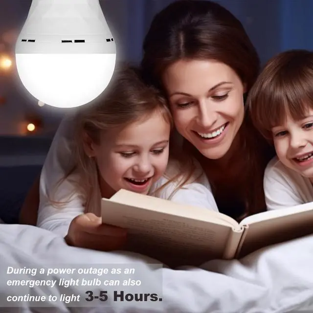 Alt view image 4 of 7 - 6 Pack Rechargeable Emergency Light Bulbs Battery Operated Bulb | for Power Outage 9W E26 8500K Daylight Self-Charging LED Lamps for Home Hurricane Preparedness Camping