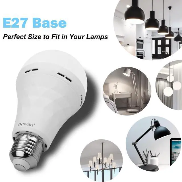 Alt view image 5 of 7 - 6 Pack Rechargeable Emergency Light Bulbs Battery Operated Bulb | for Power Outage 9W E26 8500K Daylight Self-Charging LED Lamps for Home Hurricane Preparedness Camping
