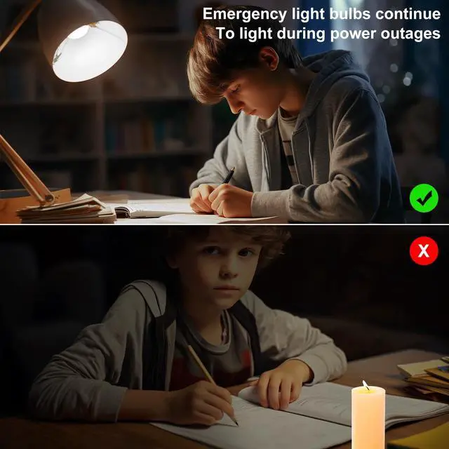 Alt view image 6 of 7 - 6 Pack Rechargeable Emergency Light Bulbs Battery Operated Bulb | for Power Outage 9W E26 8500K Daylight Self-Charging LED Lamps for Home Hurricane Preparedness Camping