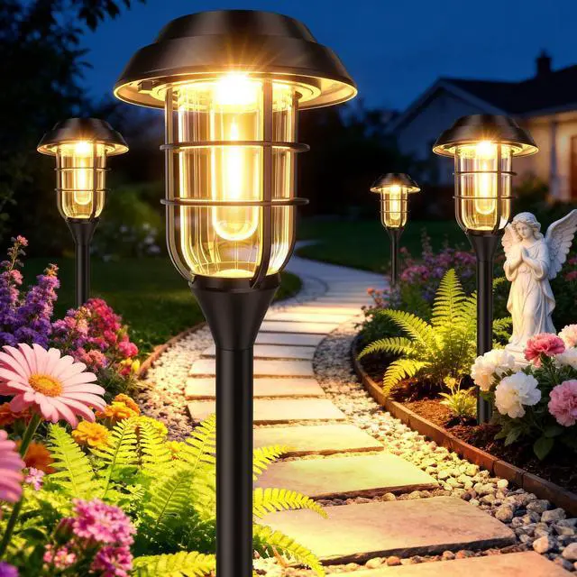 Main image of Solar Pathway Lights Outdoor, 8 Pack Bright Solar Lights Outdoor, IP65 Waterproof Auto On/Off Garden Lights Solar Powered Landscape Lighting for Yard Path Patio Walkway Driveway Pathway - Black