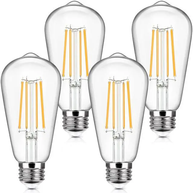Main image of 4-Pack Vintage LED Edsion Bulbs 100W Equivalent, E26 Base Bulb 8W 2700K | Non-dimmable, 1400LM High Brightness, LED Filament, High CRI, Medium Base, Antique Decorative Clear Glass