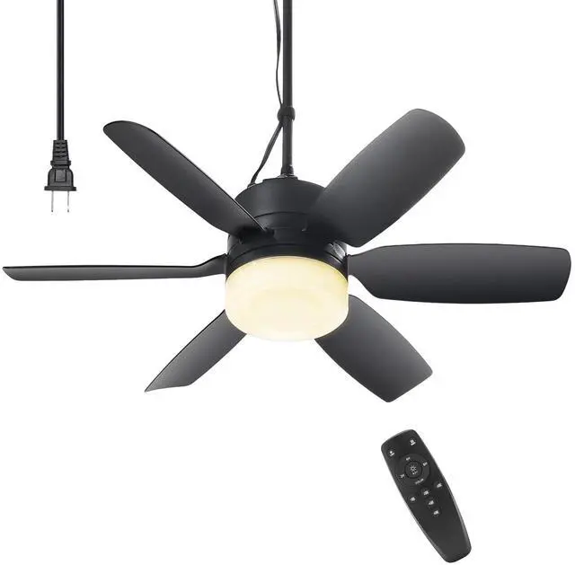 Main image of 20.5'' Plug in Ceiling Fan with Light for Gazebo Patio Canopy Tent | 5 Fan Speeds with Adjust Lighting for Porch RV Cooling or Air Circulation, Black
