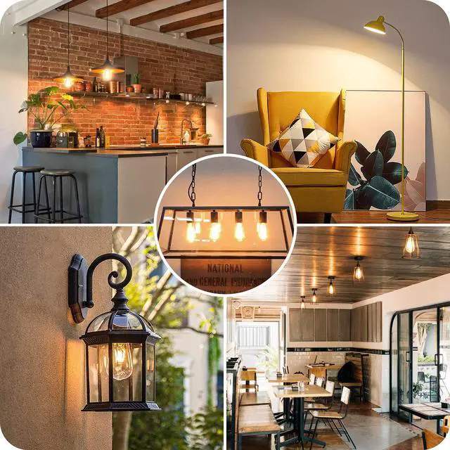 Alt view image 7 of 7 - 4-Pack Vintage LED Edsion Bulbs 100W Equivalent, E26 Base Bulb 8W 2700K | Non-dimmable, 1400LM High Brightness, LED Filament, High CRI, Medium Base, Antique Decorative Clear Glass