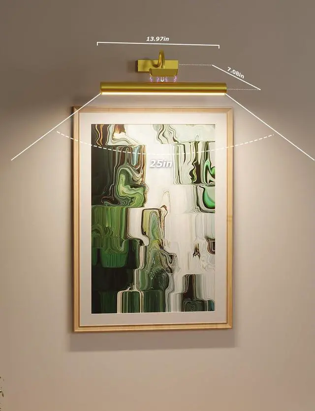 Alt view image 5 of 7 - 13" Wireless Picture Lights for Wall, Rechargeable Art Light, 2Pack Gold | Aluminum Photo Frame Light, Remote & Touch Control, 5000mAh Battery, 3 Color Temp, Dimmable, Magnetic Gallery Painting Light