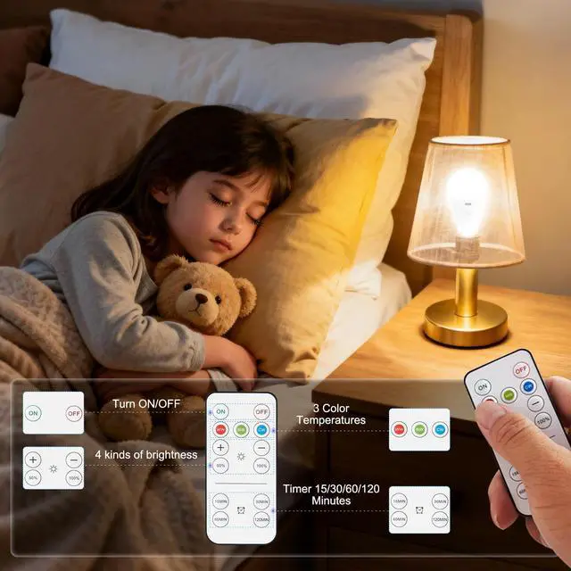 Alt view image 4 of 7 - Rechargeable Light Bulbs with Remote and USB Charging, 3 Colors Dimmable Battery Operated Light Bulb with 4 Timer, A19 Wireless Light Bulbs for Wall Sconce, Not-Hardwired, 2 Pack