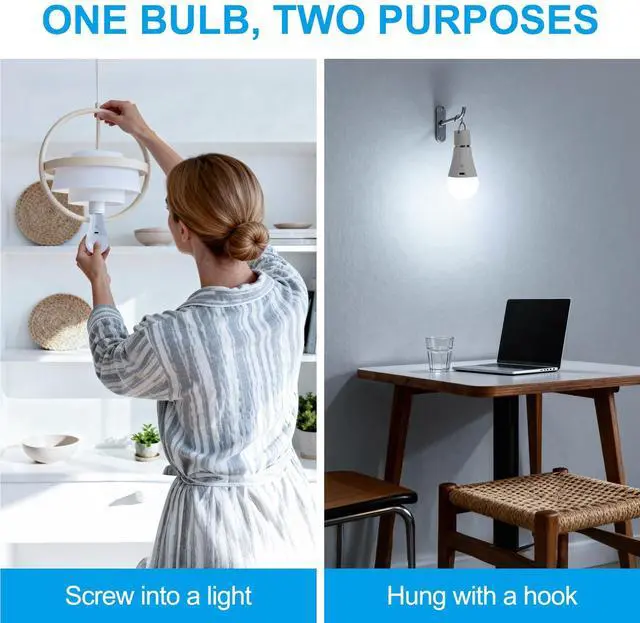 Alt view image 6 of 7 - Rechargeable Light Bulbs with Remote and USB Charging, 3 Colors Dimmable Battery Operated Light Bulb with 4 Timer, A19 Wireless Light Bulbs for Wall Sconce, Not-Hardwired, 2 Pack