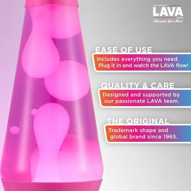 Alt view image 2 of 6 - Lava The Original Lamp - New 14.5" Wild Pink Classic Liquid Motion Lamp - White Wax and Pink Liquid - Item #2361 (Amazon Exclusive)
