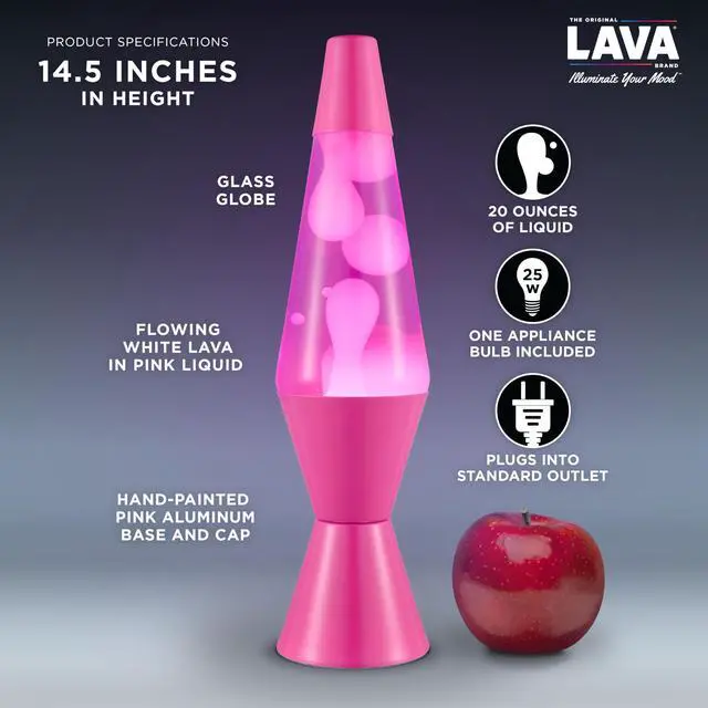 Alt view image 3 of 6 - Lava The Original Lamp - New 14.5" Wild Pink Classic Liquid Motion Lamp - White Wax and Pink Liquid - Item #2361 (Amazon Exclusive)