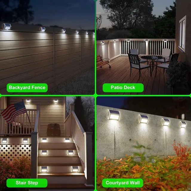 Alt view image 2 of 7 - Solar Powered Lights Ideal for Step, Fence, Deck, Stair-Cool White-6P | Stainless Steel, Waterproof, Automatic Dusk to Dawn, Anti-Rust, Energy Efficient, Perfect for house decor