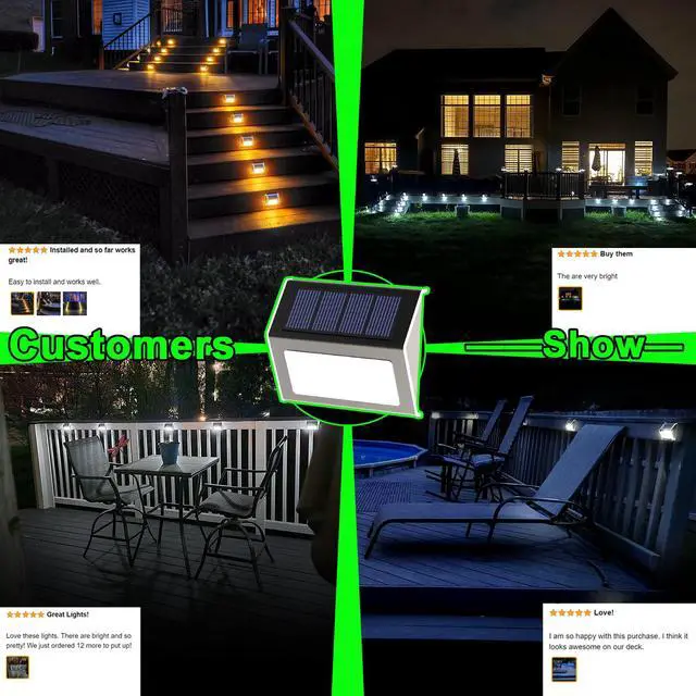 Alt view image 3 of 7 - Solar Powered Lights Ideal for Step, Fence, Deck, Stair-Cool White-6P | Stainless Steel, Waterproof, Automatic Dusk to Dawn, Anti-Rust, Energy Efficient, Perfect for house decor