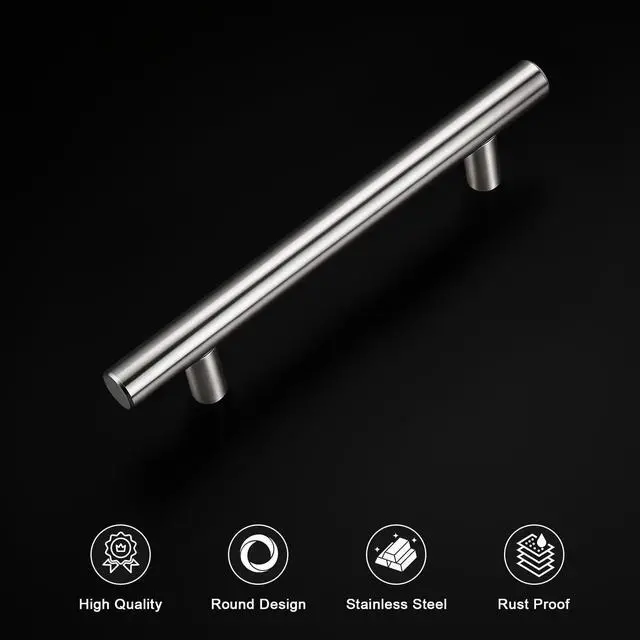 Alt view image 3 of 7 - 30 Pack 3-3/4 Inch (96mm) Hole Center Cabinet Pulls, Brushed Nickel Cabinet Handles, Stainless Steel Kitchen Cabinet Handles, Silver Satin Nickel Kitchen Drawer Pulls, 6'' Overall Length