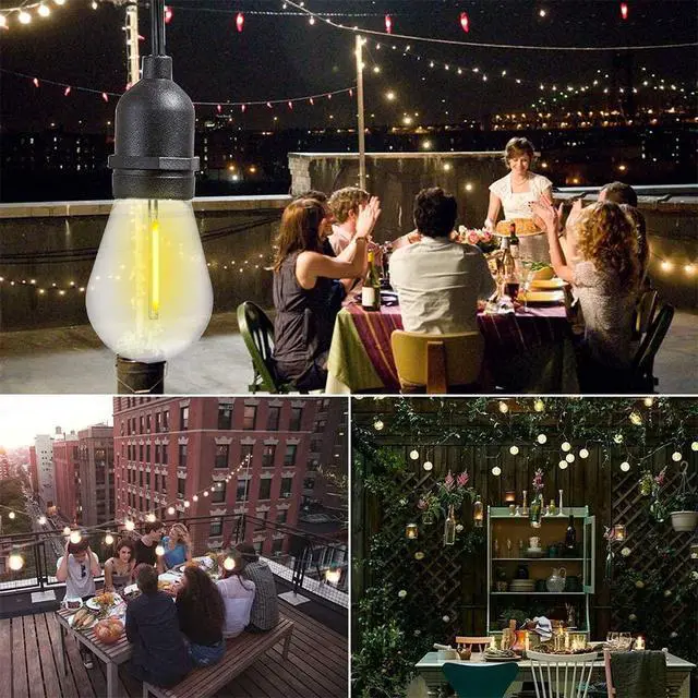 Alt view image 6 of 7 - 24-Pack S14 Outdoor String Light Bulbs for Patio Lights, 2200K, 1W | Plastic outdoor indoor S14 string bulbs for decoration, 11W Equivalent, 120V, E26 base warm white edison bulbs waterproof