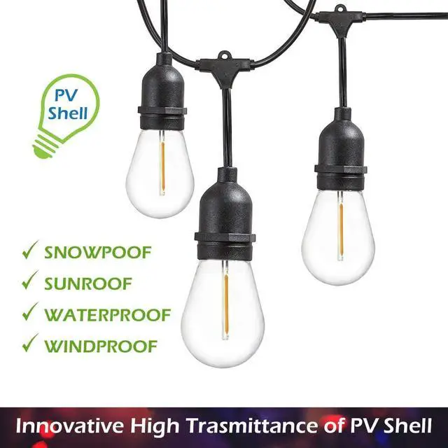 Alt view image 3 of 7 - 24-Pack S14 Outdoor String Light Bulbs for Patio Lights, 2200K, 1W | Plastic outdoor indoor S14 string bulbs for decoration, 11W Equivalent, 120V, E26 base warm white edison bulbs waterproof
