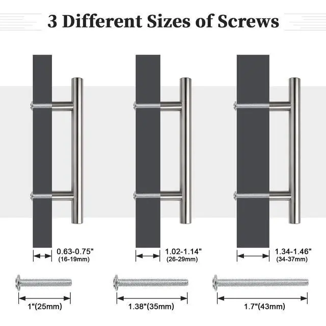 Alt view image 5 of 7 - 30 Pack 3-3/4 Inch (96mm) Hole Center Cabinet Pulls, Brushed Nickel Cabinet Handles, Stainless Steel Kitchen Cabinet Handles, Silver Satin Nickel Kitchen Drawer Pulls, 6'' Overall Length