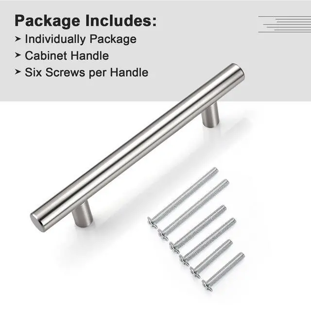 Alt view image 7 of 7 - 30 Pack 3-3/4 Inch (96mm) Hole Center Cabinet Pulls, Brushed Nickel Cabinet Handles, Stainless Steel Kitchen Cabinet Handles, Silver Satin Nickel Kitchen Drawer Pulls, 6'' Overall Length