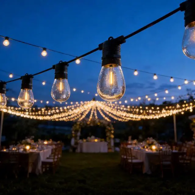 Alt view image 7 of 7 - 24-Pack S14 Outdoor String Light Bulbs for Patio Lights, 2200K, 1W | Plastic outdoor indoor S14 string bulbs for decoration, 11W Equivalent, 120V, E26 base warm white edison bulbs waterproof