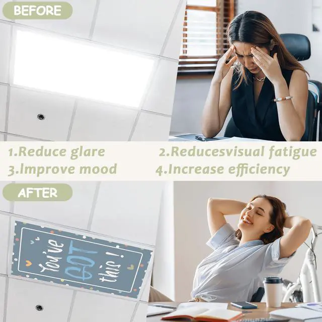 Alt view image 3 of 6 - 8 Pcs Fluorescent Light Covers with 80 Magnets Decorative for Classroom Ceiling Light 4 x 2 Feet Magnetic Lights Covers Filter Easy Install for Office Hospitals & Home Drop Ceiling Supplies (Boho)