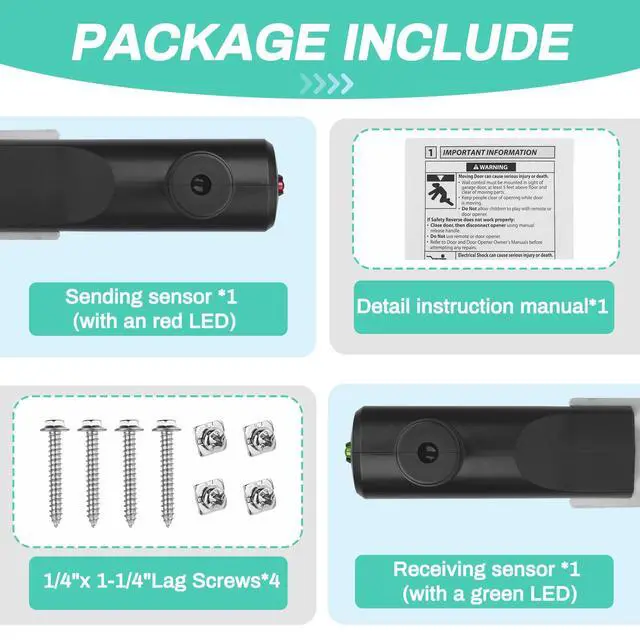 Alt view image 2 of 6 - for Genie Garage Door Sensor, Replacement for Genie/Overhead Garage Door Sensor, Compatible with Genie/Overhead Garage Door Opener Made After 1993, Item Includes Two Sensors (Receiving&Sending)