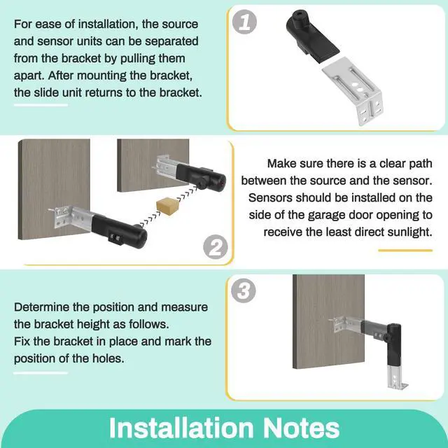 Alt view image 6 of 6 - for Genie Garage Door Sensor, Replacement for Genie/Overhead Garage Door Sensor, Compatible with Genie/Overhead Garage Door Opener Made After 1993, Item Includes Two Sensors (Receiving&Sending)