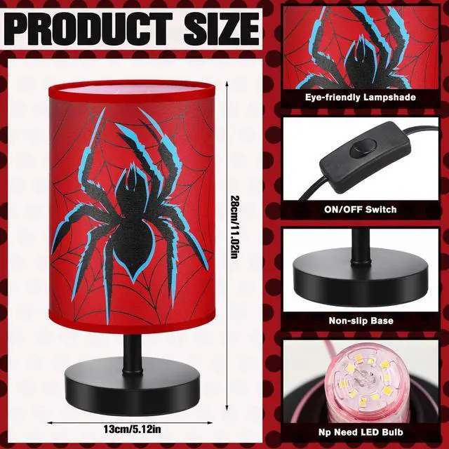 Alt view image 2 of 7 - Spider Table Lamps Gifts 3 Colors Dimmable Lights 11.02 x 5.12 Inch Spider Night Light Bedroom Bedside Lamps for Room Bedroom Desk Home Decor Birthday Gifts