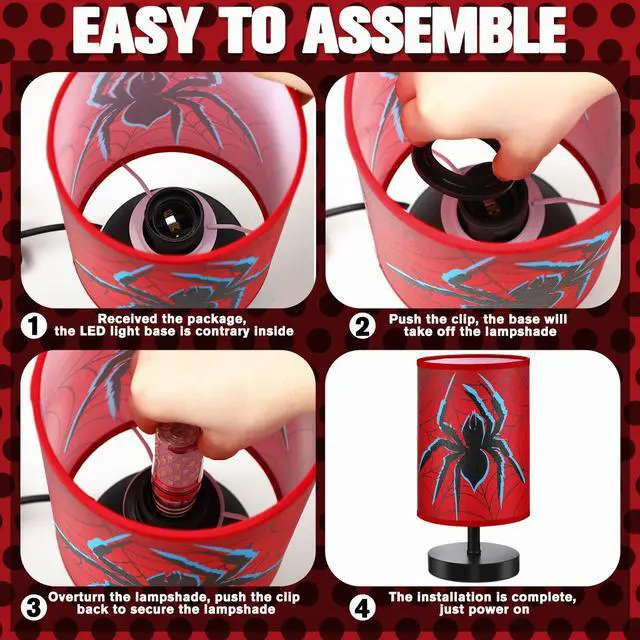 Alt view image 6 of 7 - Spider Table Lamps Gifts 3 Colors Dimmable Lights 11.02 x 5.12 Inch Spider Night Light Bedroom Bedside Lamps for Room Bedroom Desk Home Decor Birthday Gifts