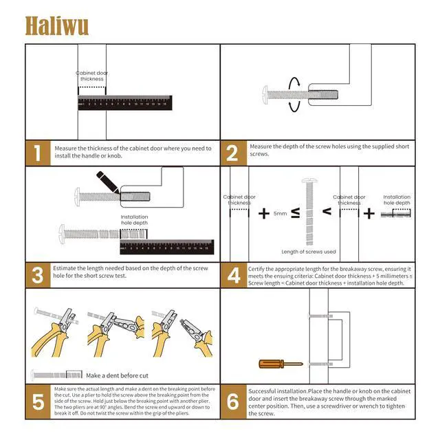 Alt view image 6 of 6 - 30 Pack 5in Gold Cabinet Handles for Kitchen Cabinet Handles | Stainless Steel, Gold Handles for Cabinets, Round T-Bar Shape, Brushed Gold Cabinet Pulls, Screws Included