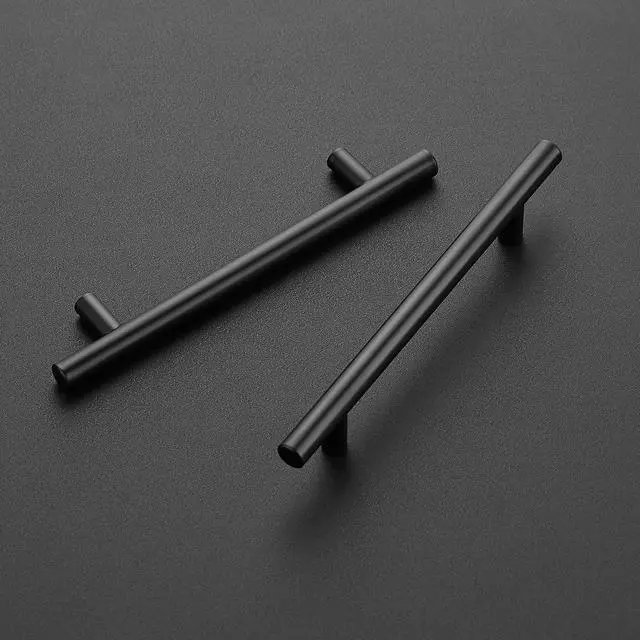 Alt view image 2 of 7 - Cabinet Pulls,7.38" Length, 5" Hole Center,Matte Black,30 Pack | Round T-Bar Shape, Kitchen Drawer Pulls, Stainless Steel Feel, Cabinet Handles, For Cupboards, Drawers, Dressers, Cabinets