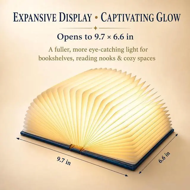 Alt view image 7 of 7 - Book Lovers Gifts BookLamp - 5 Color Lights, 1200mah Battery, Foldable Paper Lamp as Book Decor & Accessories, Hot Foil Cover Design, Unique Gifts for Women or Friends & Christmas