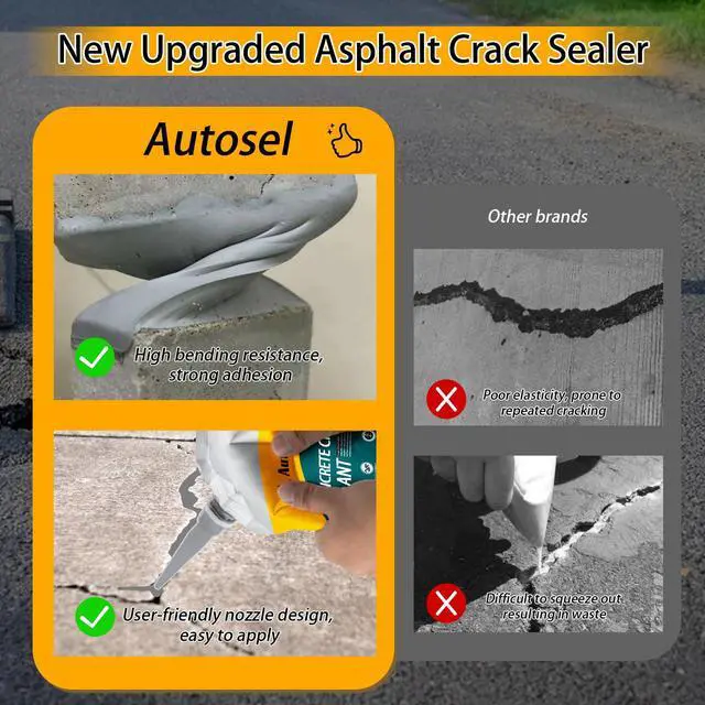 Alt view image 7 of 7 - Concrete Crack Filler, High Elasticity Cement Crack Repair Sealant, Self-Leveling Waterproof Caulking Glue for Driveways, Walkways, Patios, Outdoor Concrete Joint Repair-2 PCS